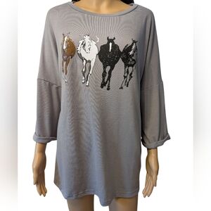 Gray Shirt With Horses Women's Large